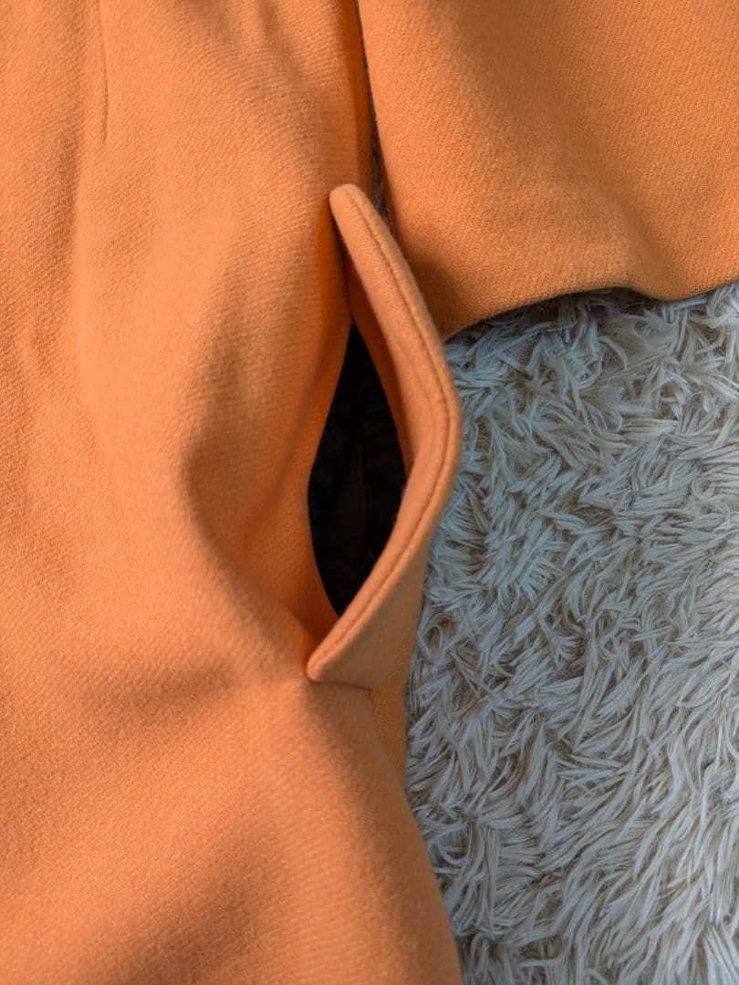 ソニアリキエル シルク コート 丸襟 フレア袖 Aライン オレンジ 40