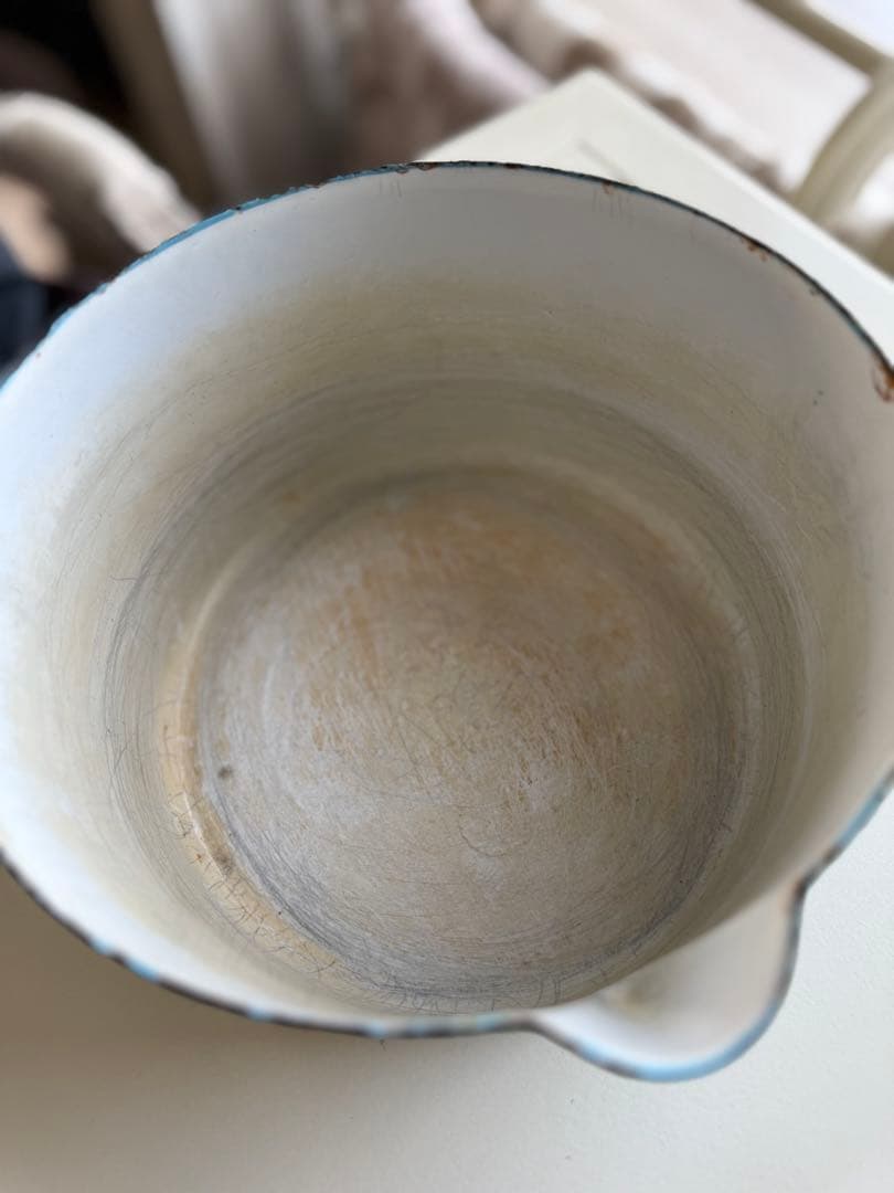 フランスアンティークBB社ローズガーランドホーロー片手鍋