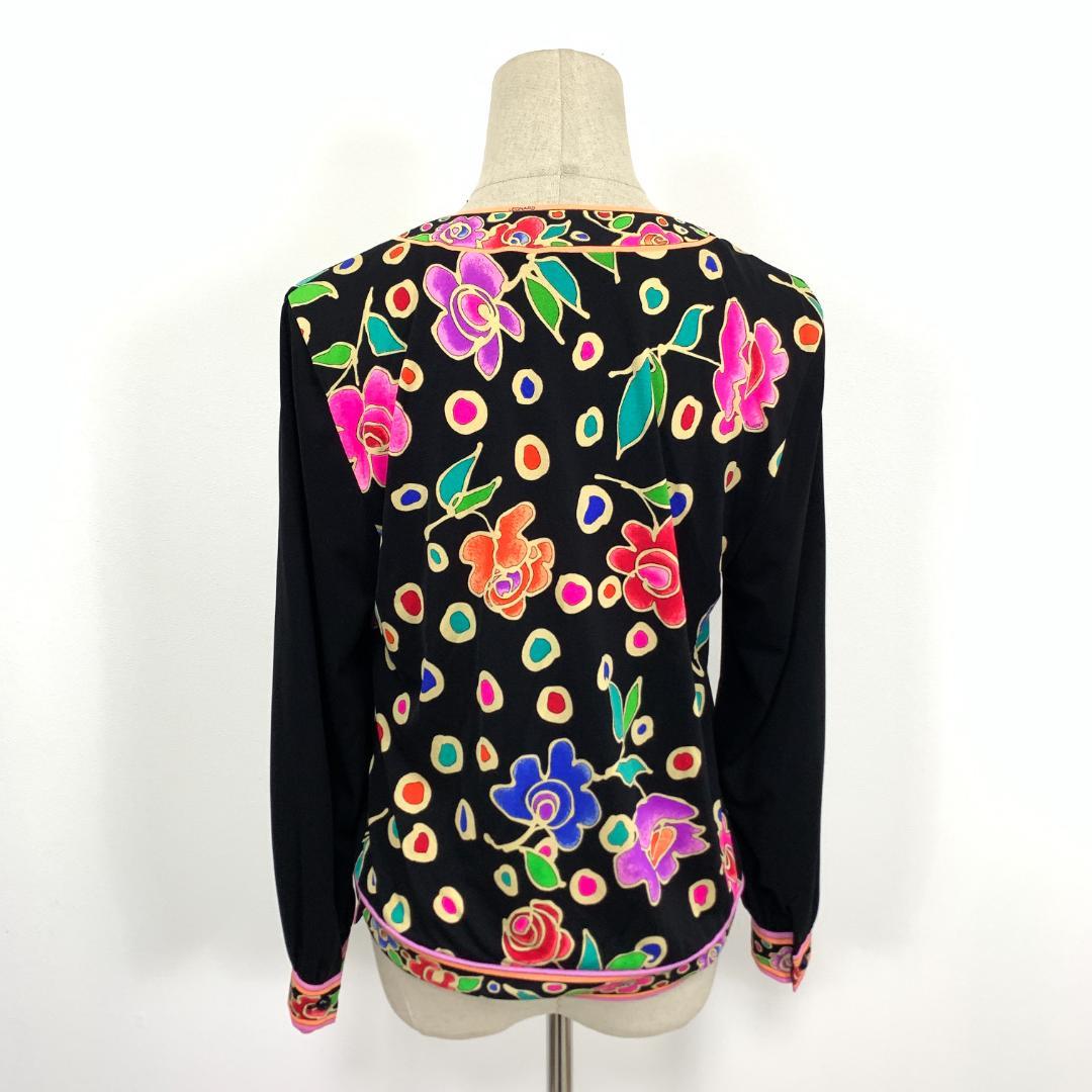 LA7981 LEONARD レオナール カンカン素材 総柄 長袖ブラウス ９