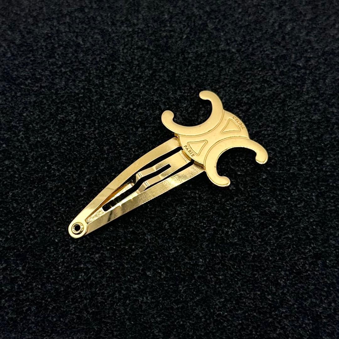 【美品】 CELINE セリーヌ ヘアクリップ トリオンフ ピン ゴールド