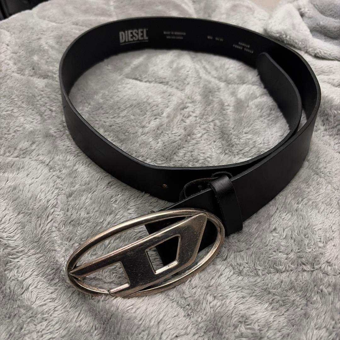 DIESEL ブラックレザーベルト CM 80
