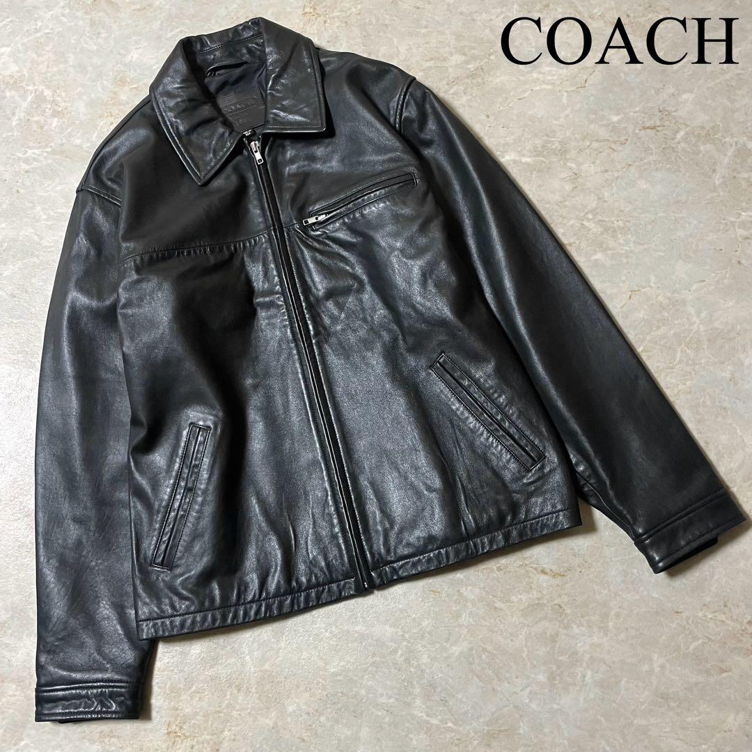 COACH コーチ 本革 リアルレザー シングル ライダースジャケット 黒 S