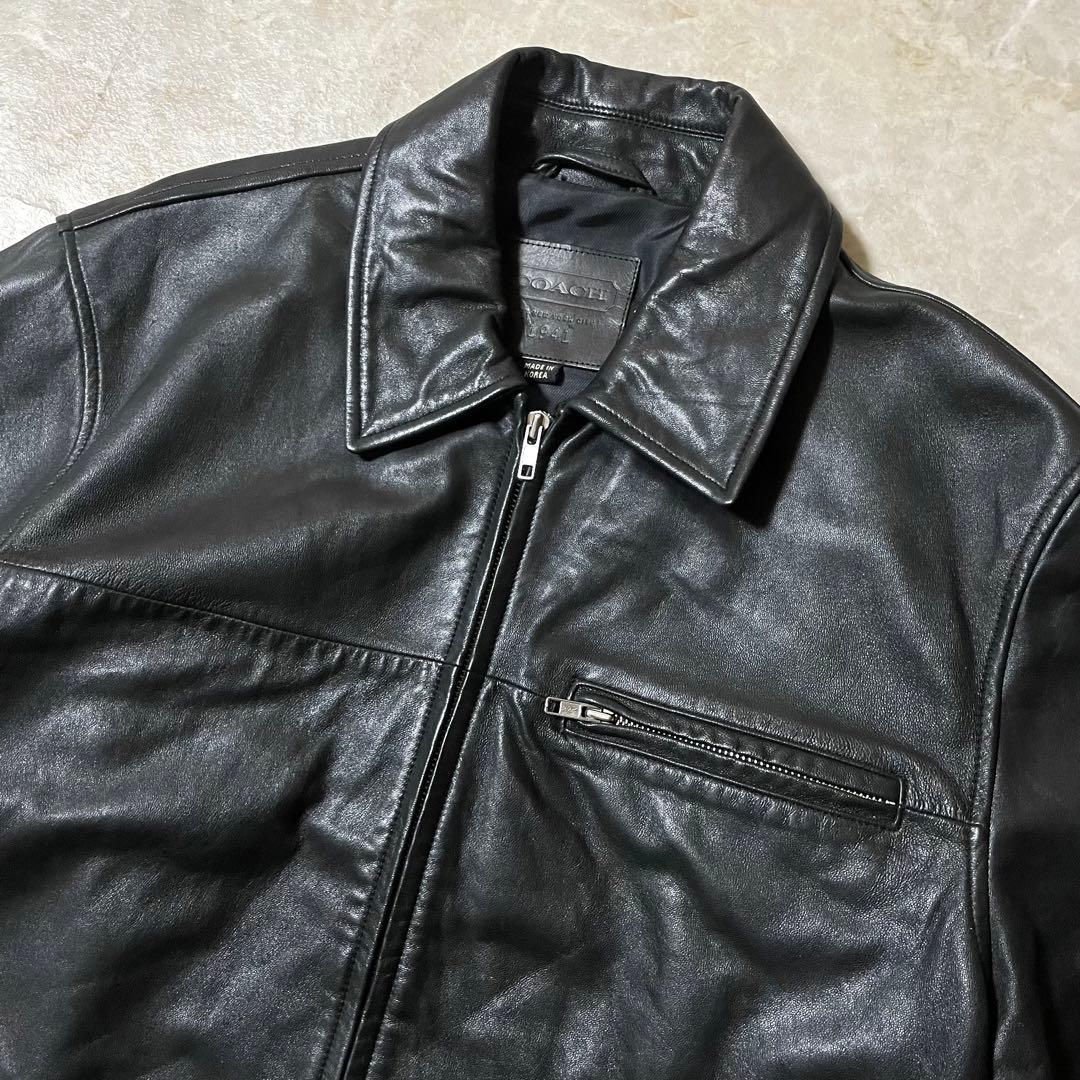 COACH コーチ 本革 リアルレザー シングル ライダースジャケット 黒 S