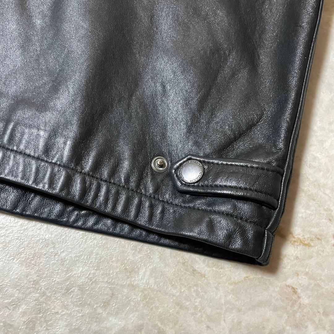 COACH コーチ 本革 リアルレザー シングル ライダースジャケット 黒 S