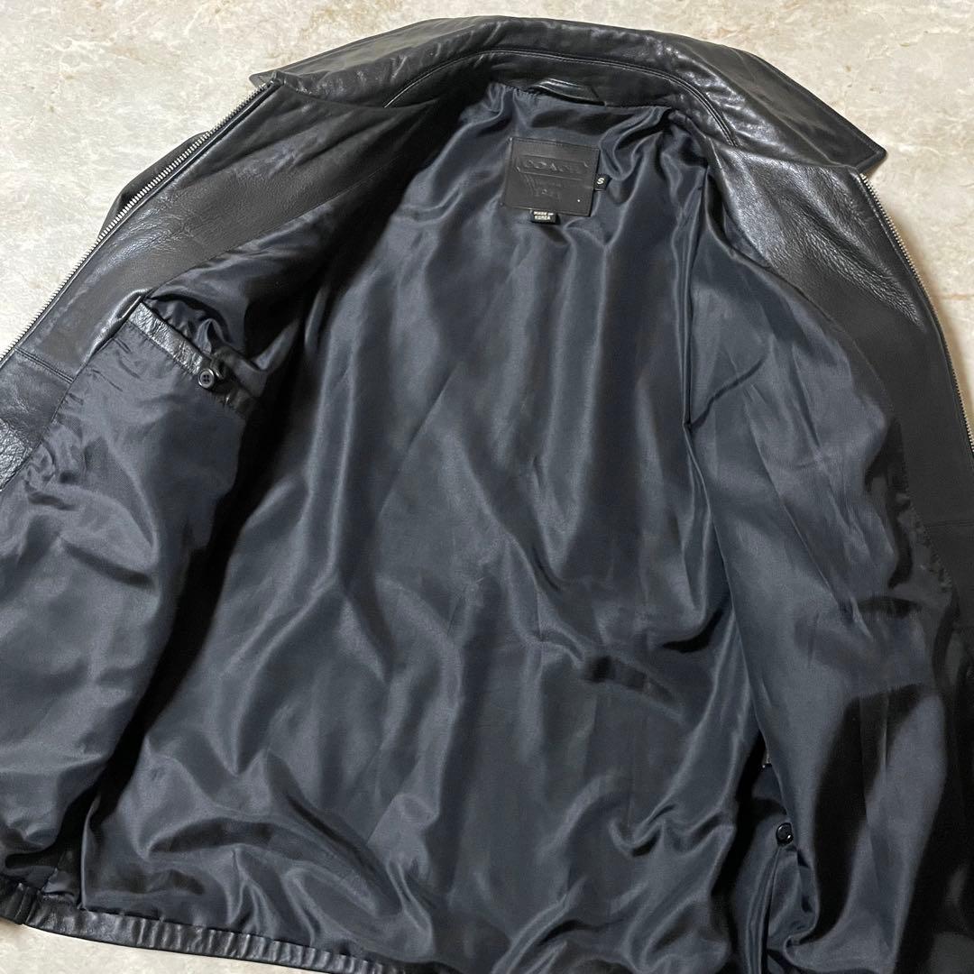 COACH コーチ 本革 リアルレザー シングル ライダースジャケット 黒 S