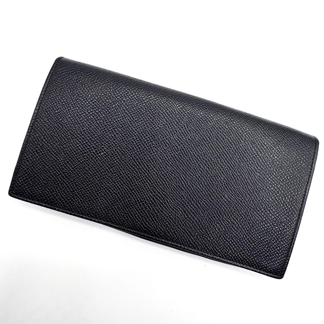 良品✨ブルガリ　長財布　二つ折り　ロゴクリップ　サークル金具　レザー　黒