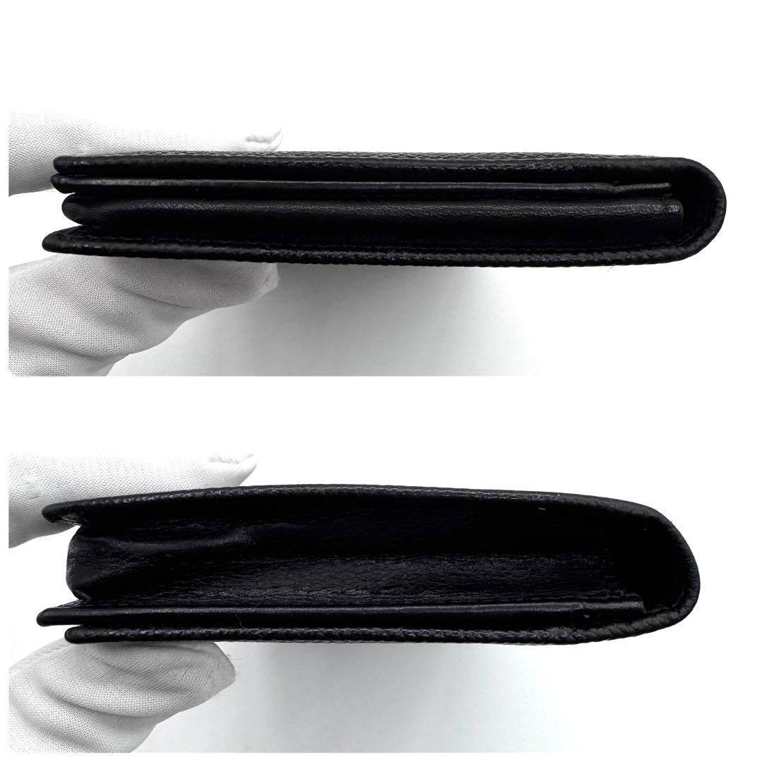 良品✨ブルガリ　長財布　二つ折り　ロゴクリップ　サークル金具　レザー　黒