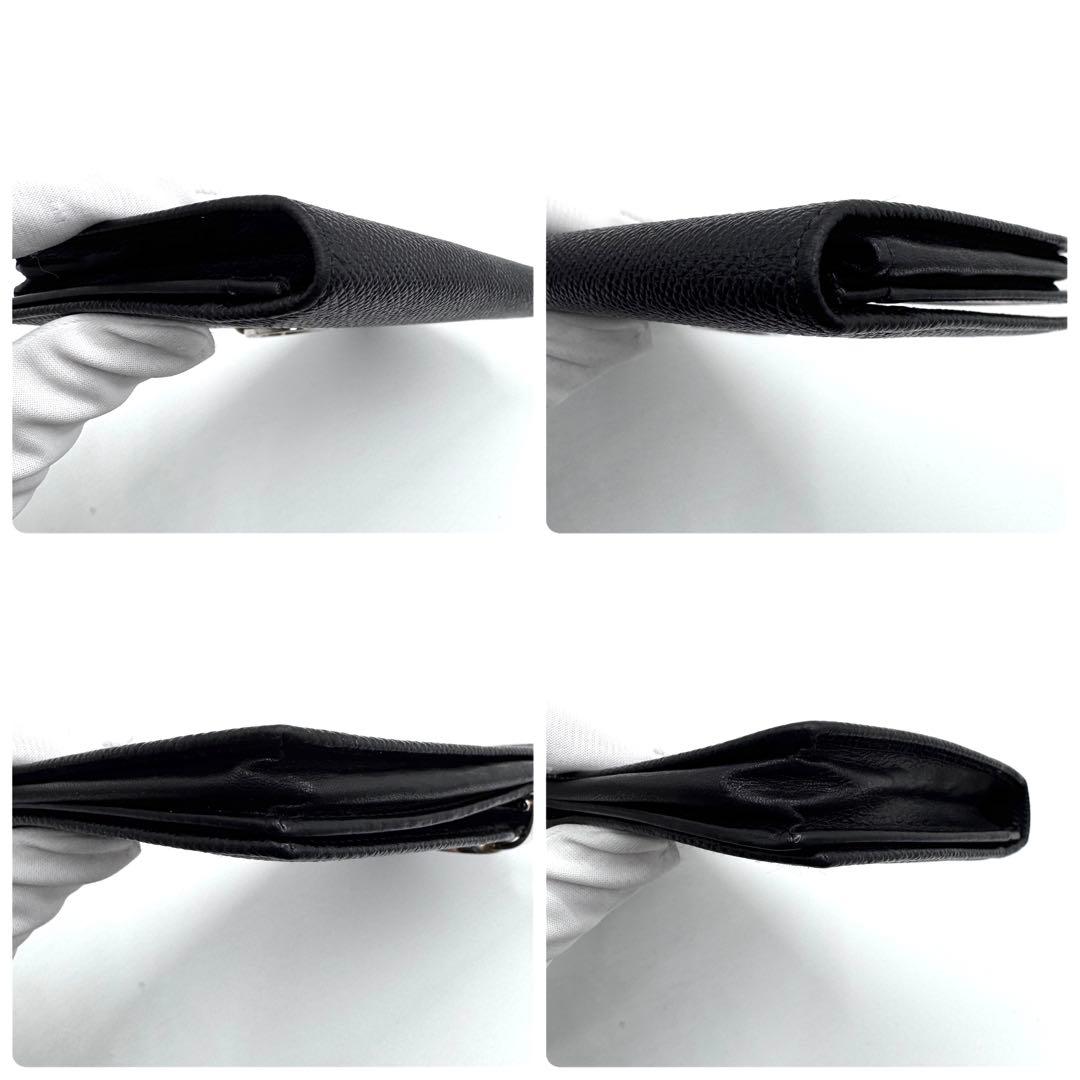 良品✨ブルガリ　長財布　二つ折り　ロゴクリップ　サークル金具　レザー　黒