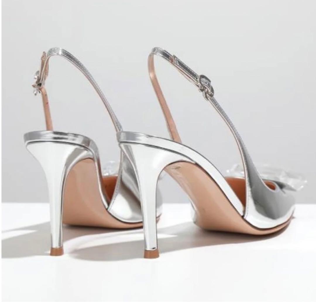 ジャンヴィトロッシ ☆ジェムストーンパンプス37シルバー