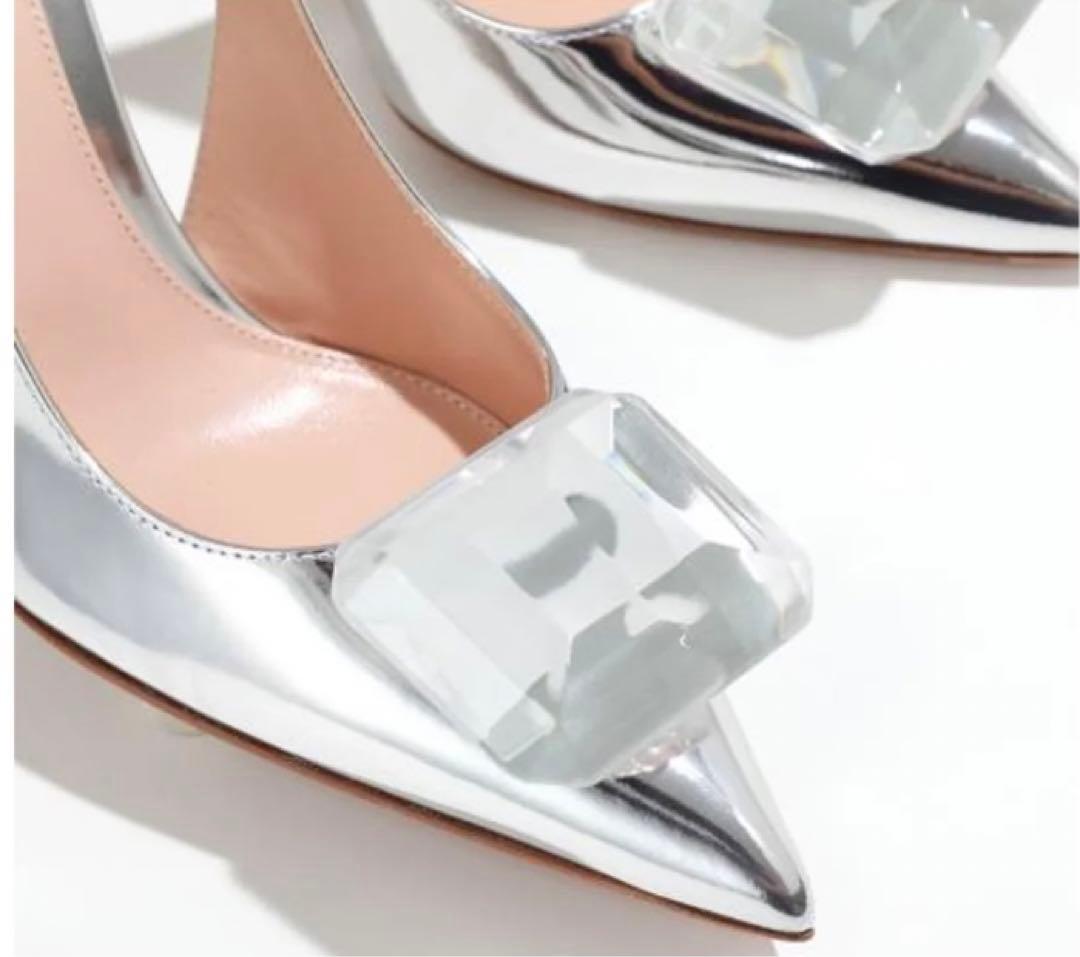 ジャンヴィトロッシ ☆ジェムストーンパンプス37シルバー