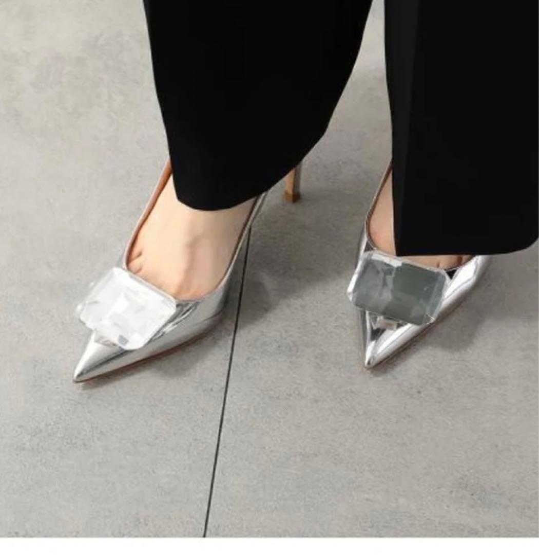 ジャンヴィトロッシ ☆ジェムストーンパンプス37シルバー