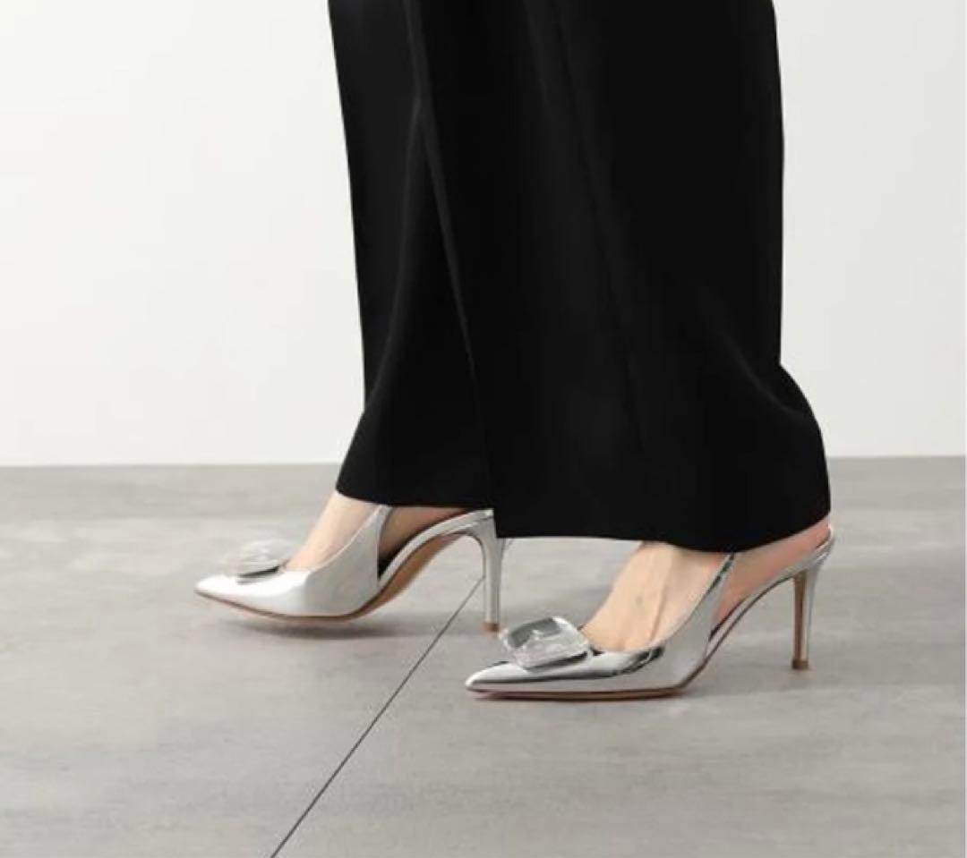 ジャンヴィトロッシ ☆ジェムストーンパンプス37シルバー