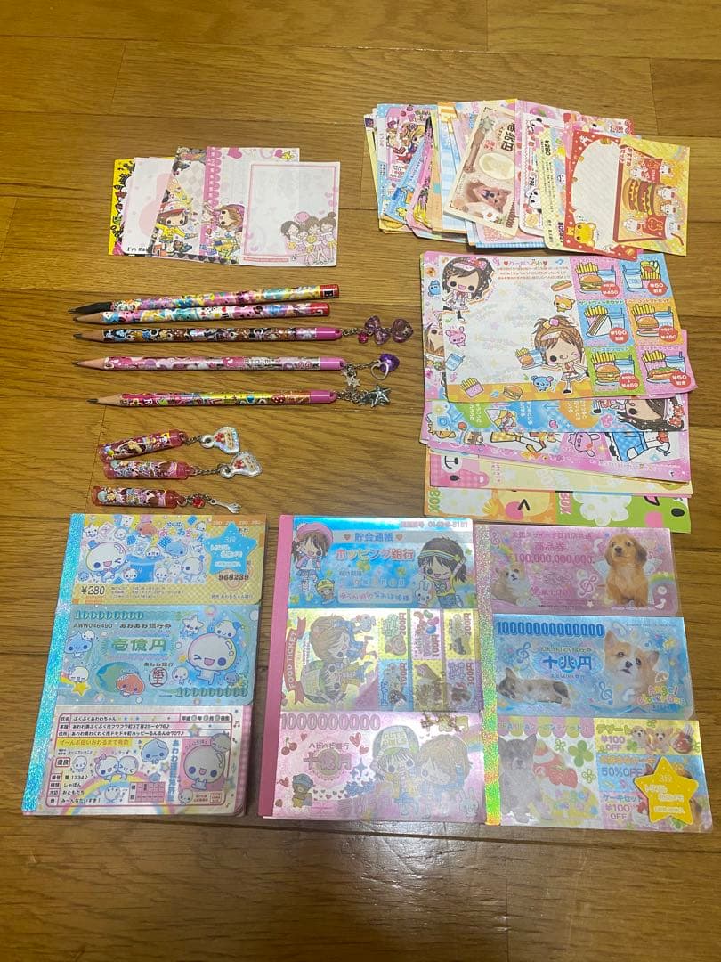 平成レトロ　メモ帳セット　お札メモ帳3セットバラ約90枚　えんぴつ5本キャップ３