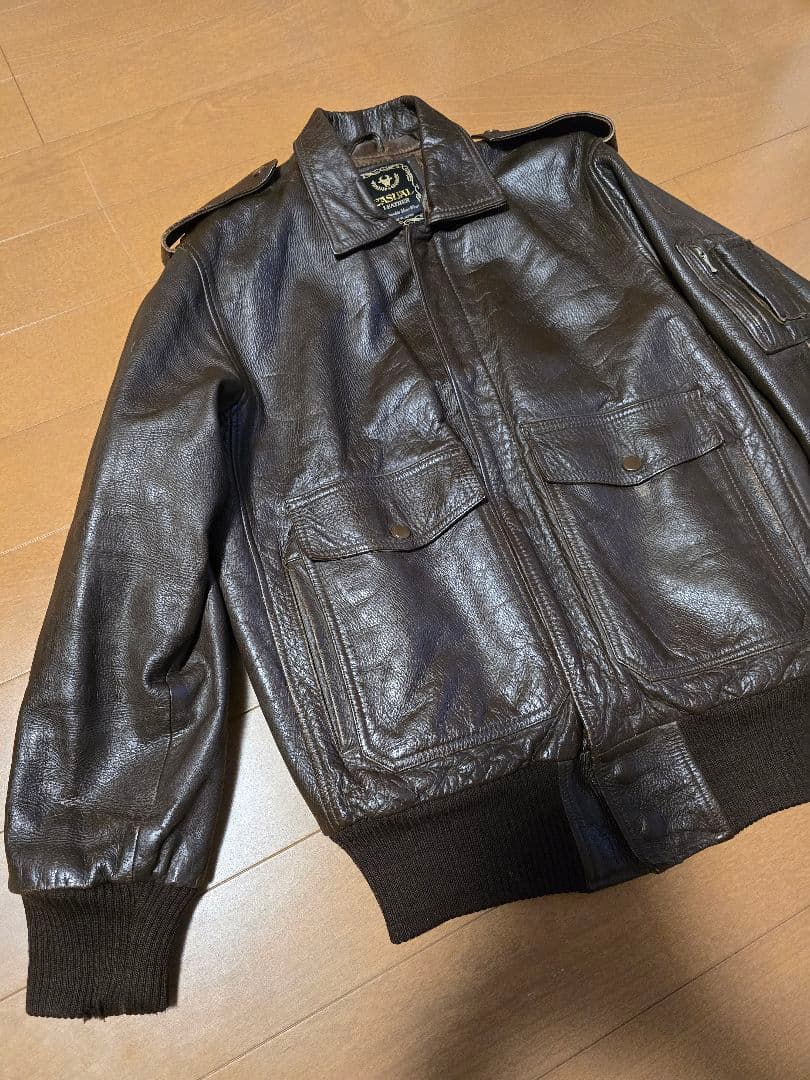 国産ビンテージ.レザージャケット. ミリタリーA2.日本製.L.