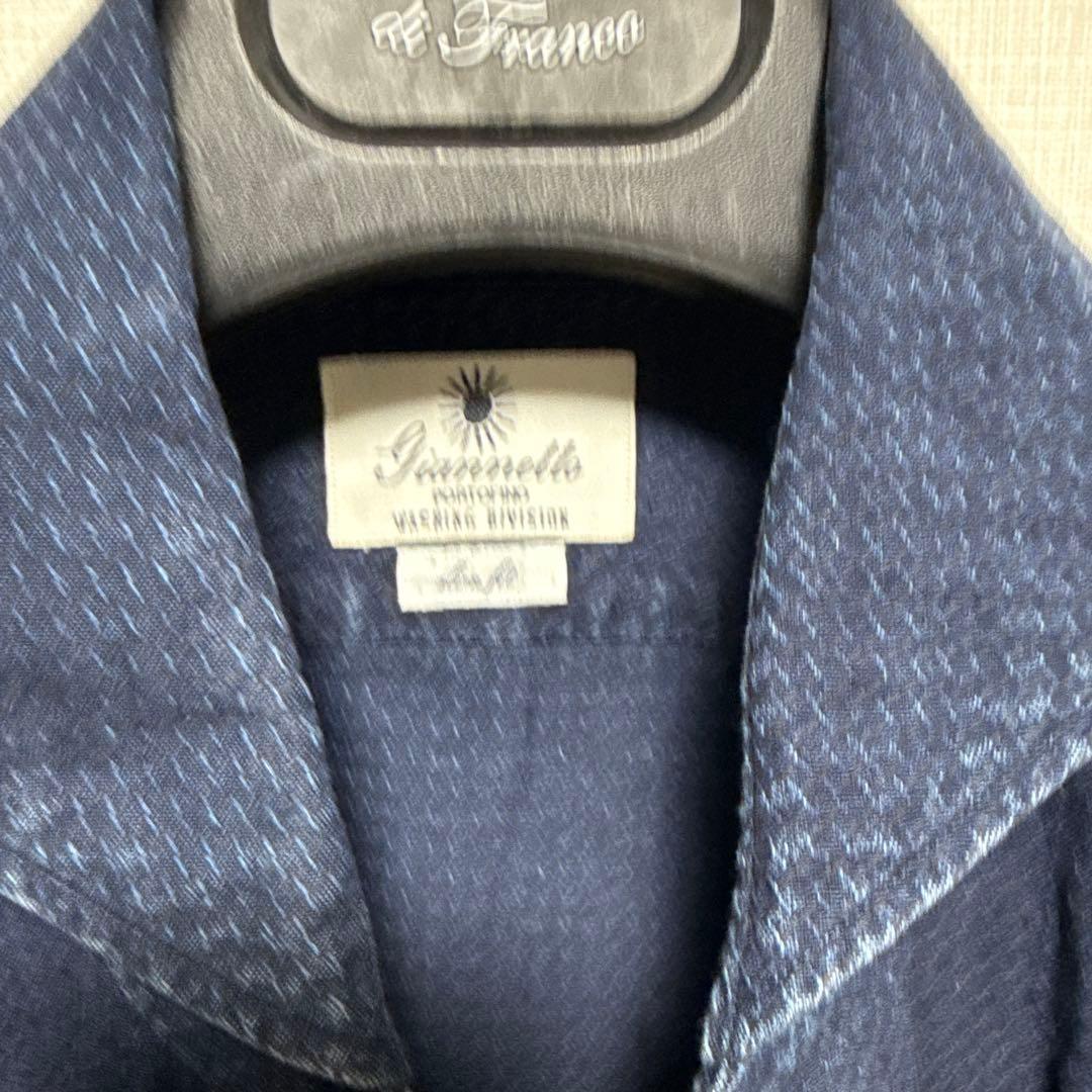 ジャンネット　ネイビー ホリゾンタルカラー　シャツ