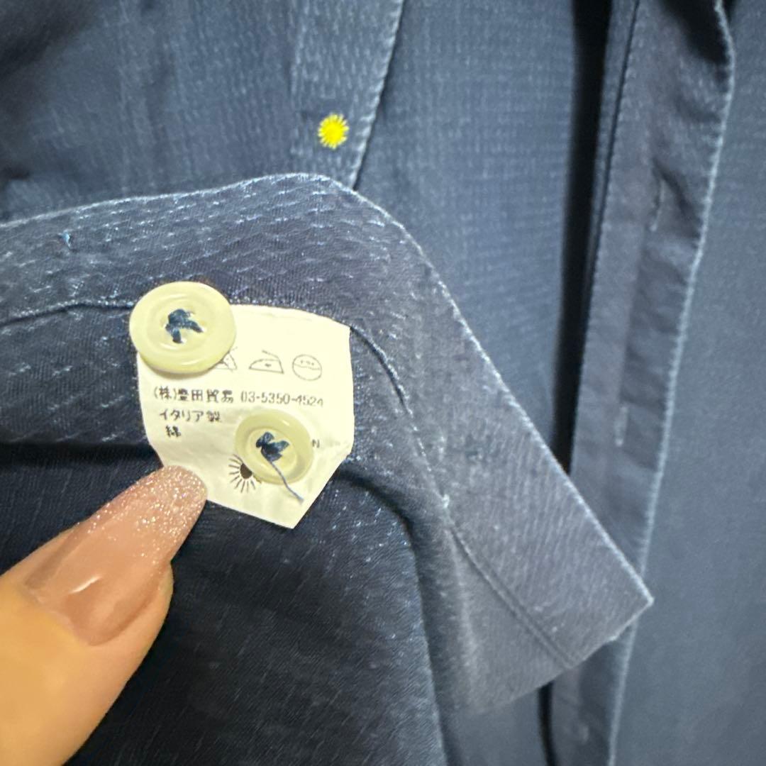 ジャンネット　ネイビー ホリゾンタルカラー　シャツ