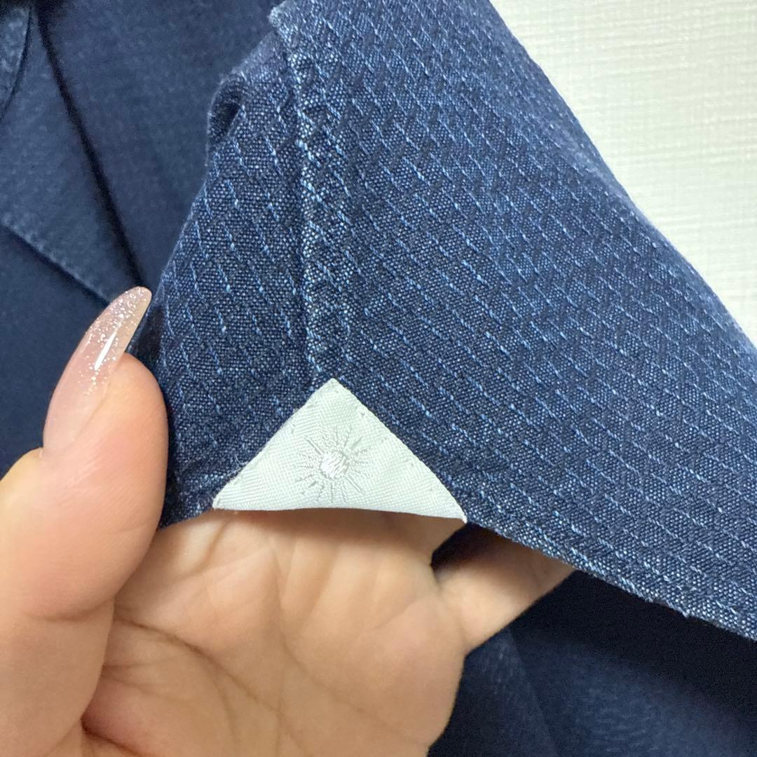 ジャンネット　ネイビー ホリゾンタルカラー　シャツ