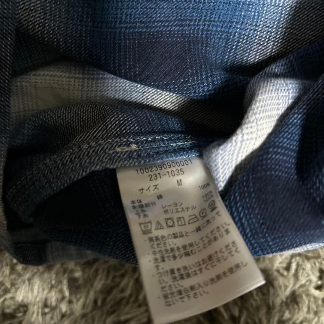 カウラム オンブレチェック オープンカラーシャツ M オーバーサイズ