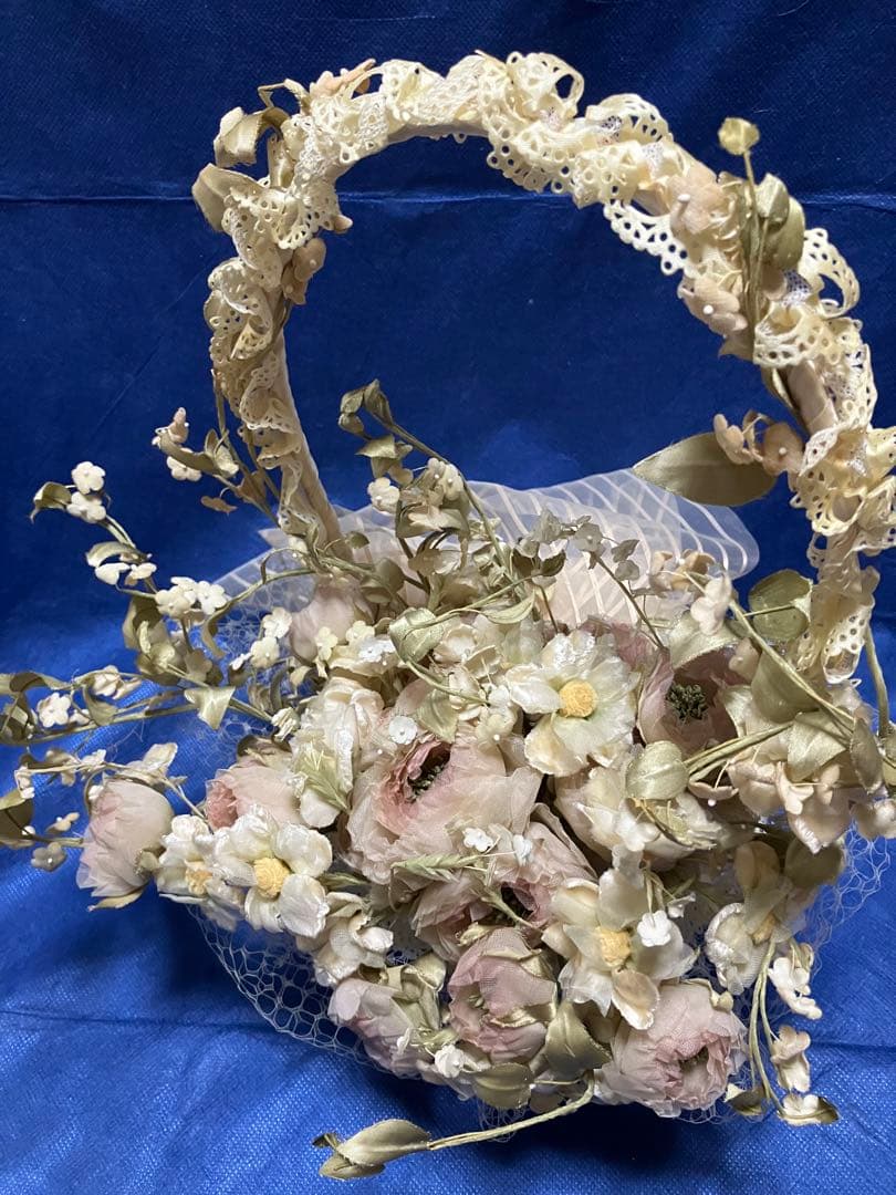 布花　染め花アートフラワー　ハンドメイド　アンティーク風　７点セットまとめ売り