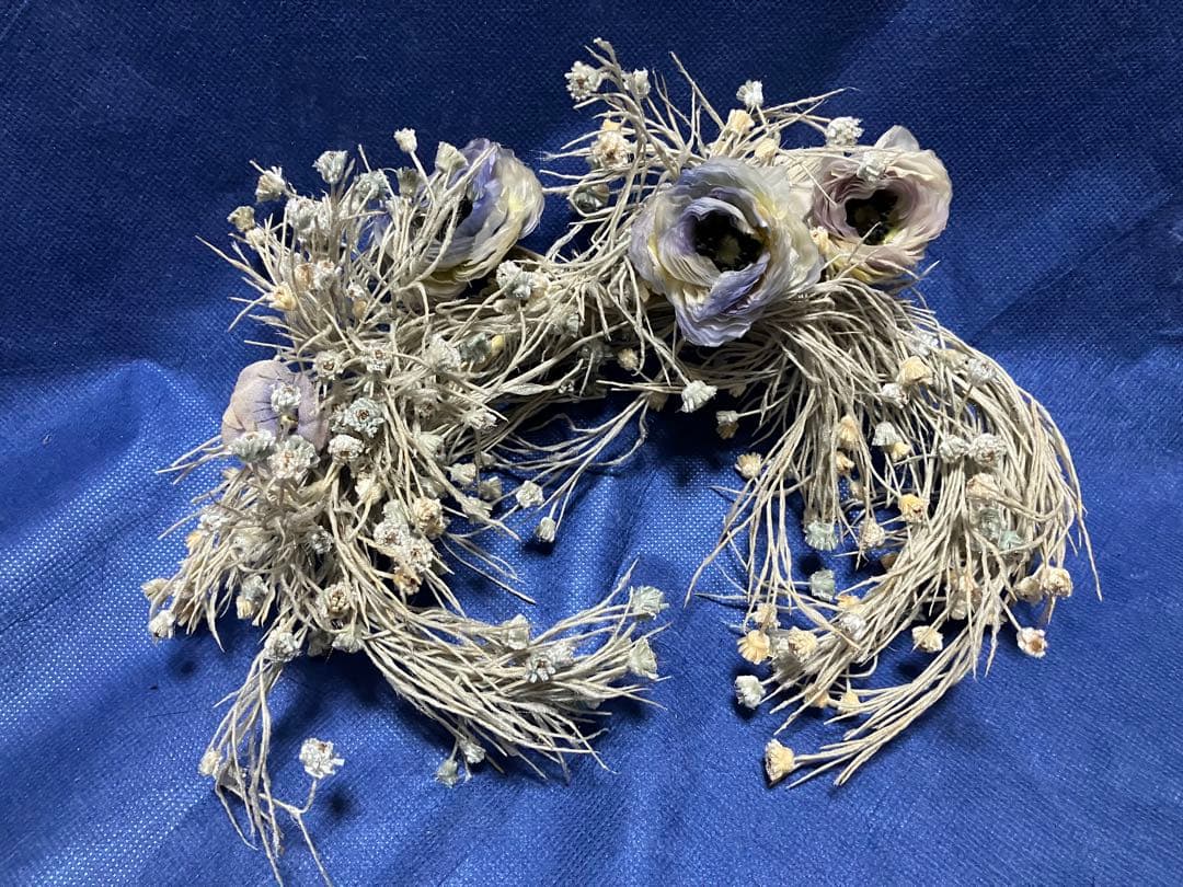 布花　染め花アートフラワー　ハンドメイド　アンティーク風　７点セットまとめ売り