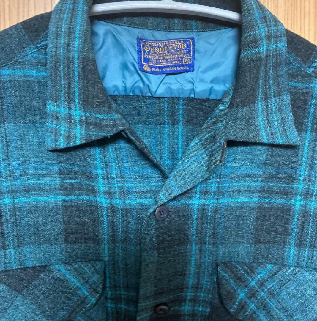Pendleton 60S USA製 ボードシャツ ネイビー　ブラック