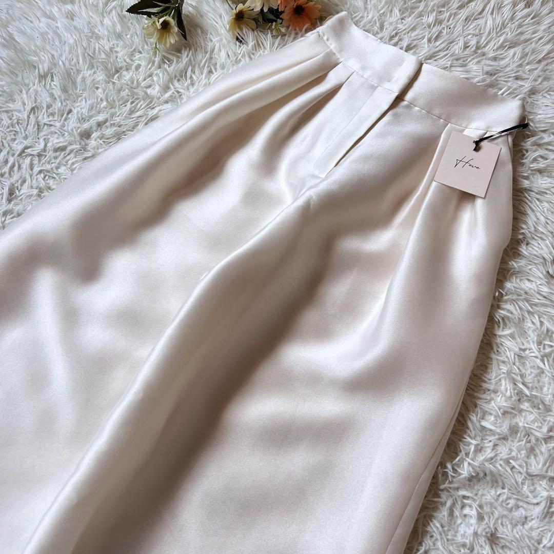 タグ付き Heve ヘイヴ サテン ワイド ブラック バニラ 36