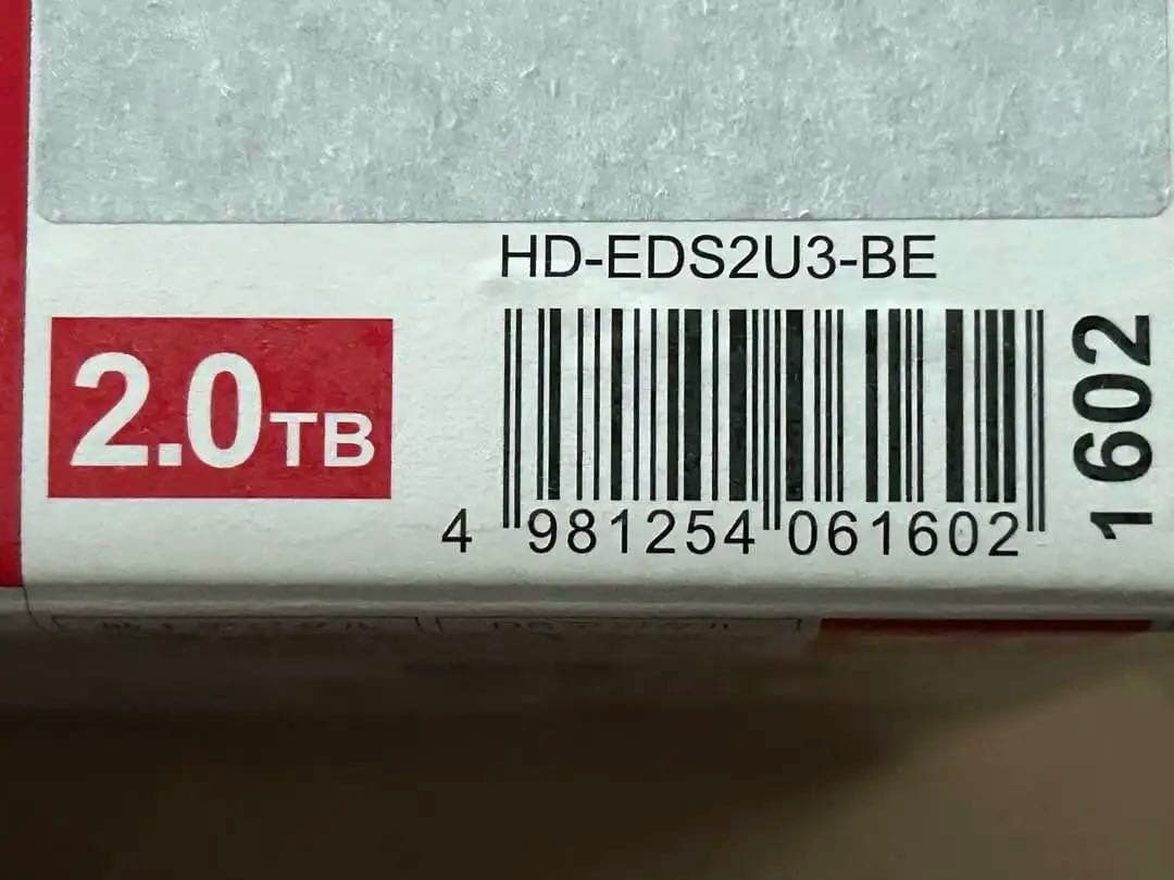 【新品未使用】外付けHDD 2TB Buffalo HD-EDS2U3-BE