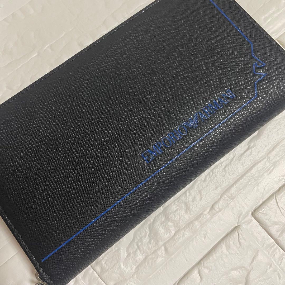 週末セール⭐️エンポリオアルマーニ 長財布 レザー ジップラウンド ブラック 黒