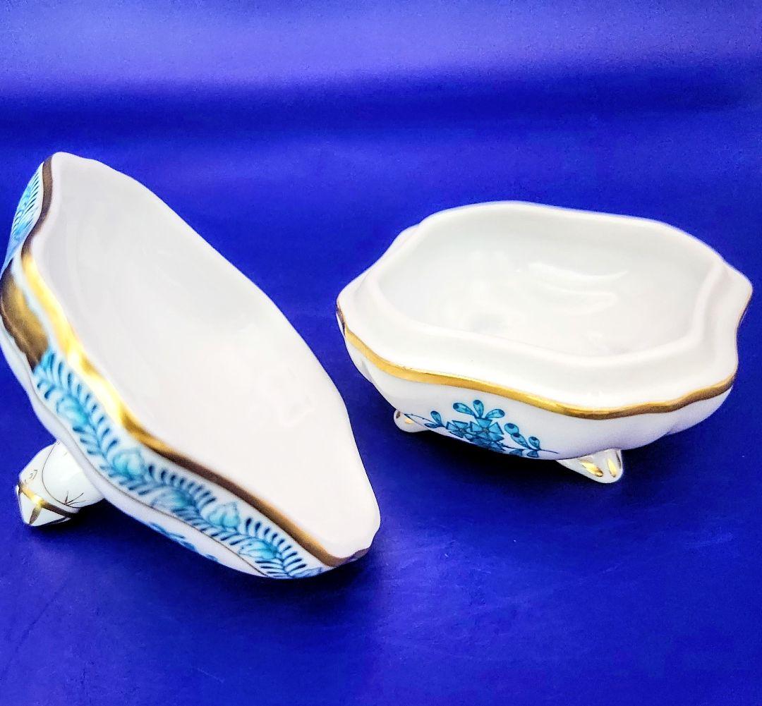 ヘレンド【未使用箱入】ボンボニエール小物入《インドの華ターコイズ》〘マンダリン〙