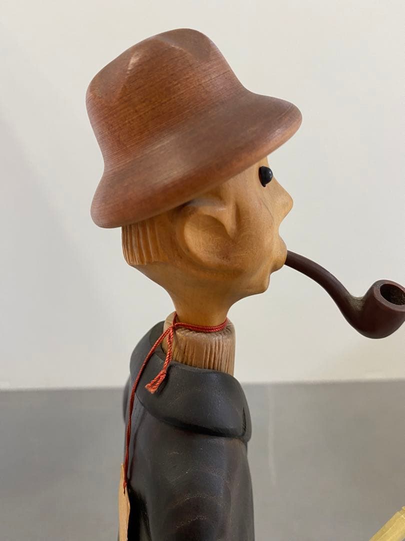 【コンタック】 ROMER イタリア製 ヴィンテージ 木彫り人形 釣り人