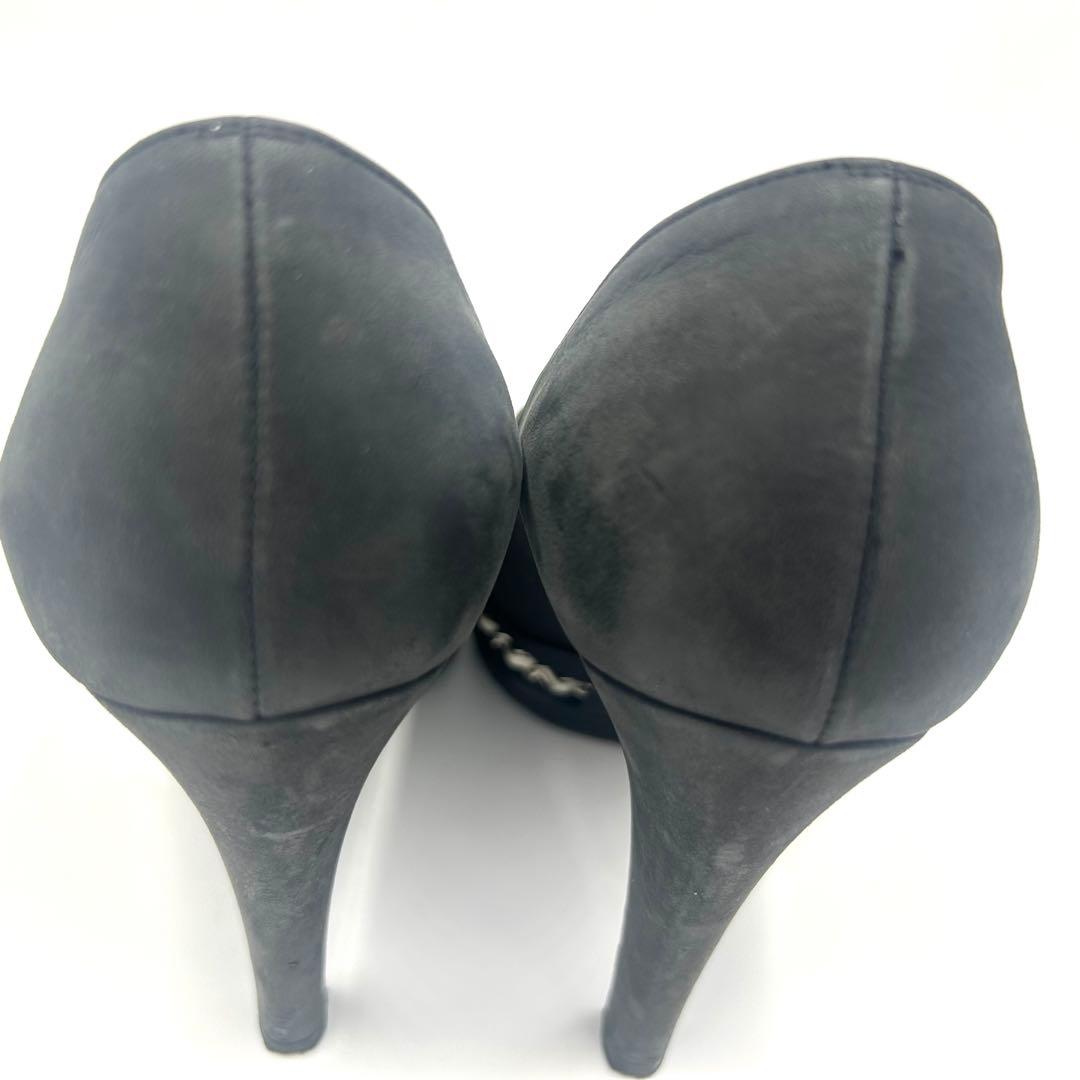 CHANEL シャネル パンプス ココマーク チェーン ブラック 23.5cm