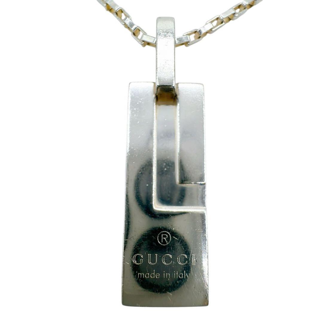 【美品】グッチ ネックレス プレート シルバー SV 925 ロゴ 刻印 箱付き