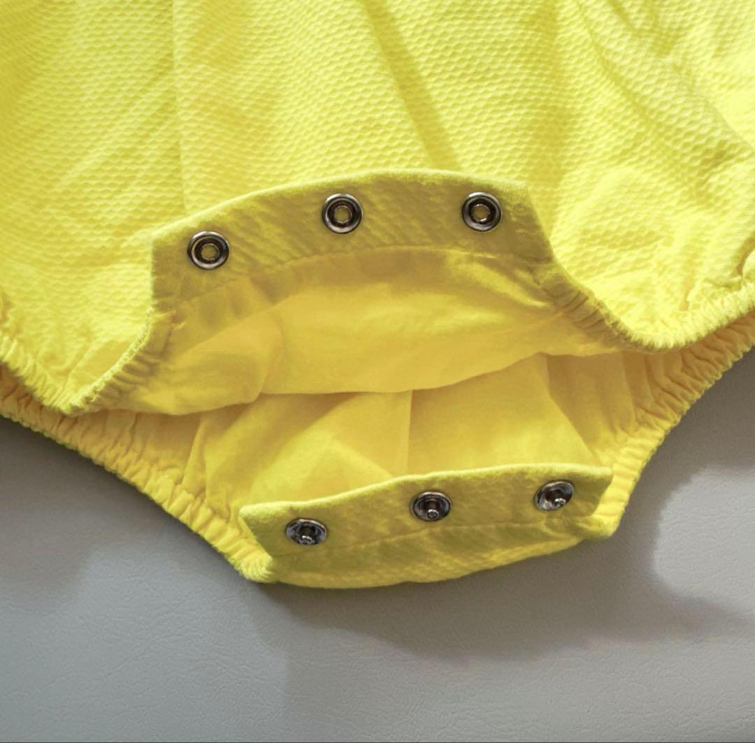 【未使用】jacadiジャカディスカラップ襟 白と黄色のロンパース75cm