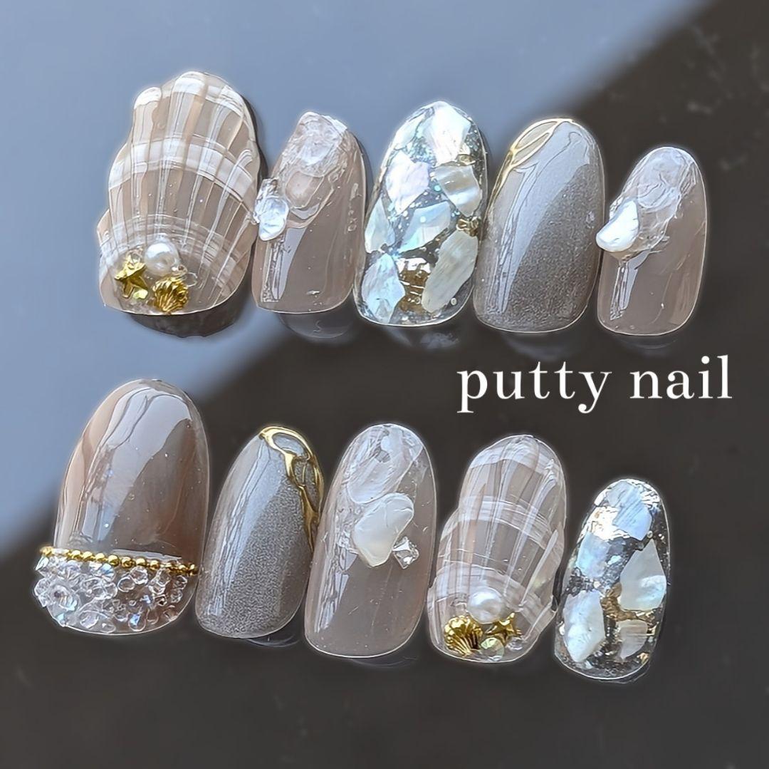 ネイルチップ 現品 オーダー　夏 キラキラ 大人かわいい ブライダル 透け感