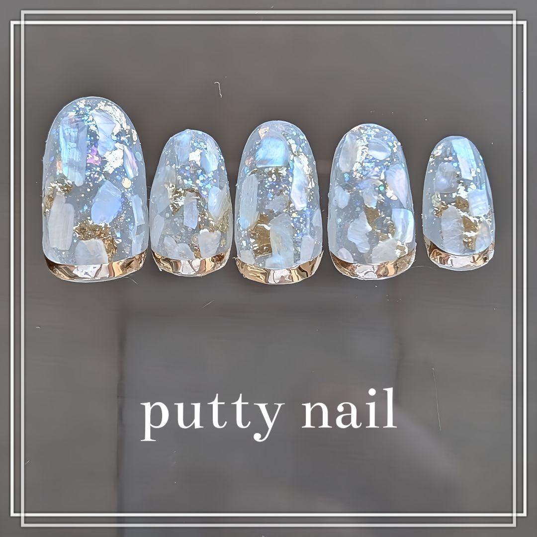 ネイルチップ 現品 オーダー　夏 キラキラ 大人かわいい ブライダル 透け感