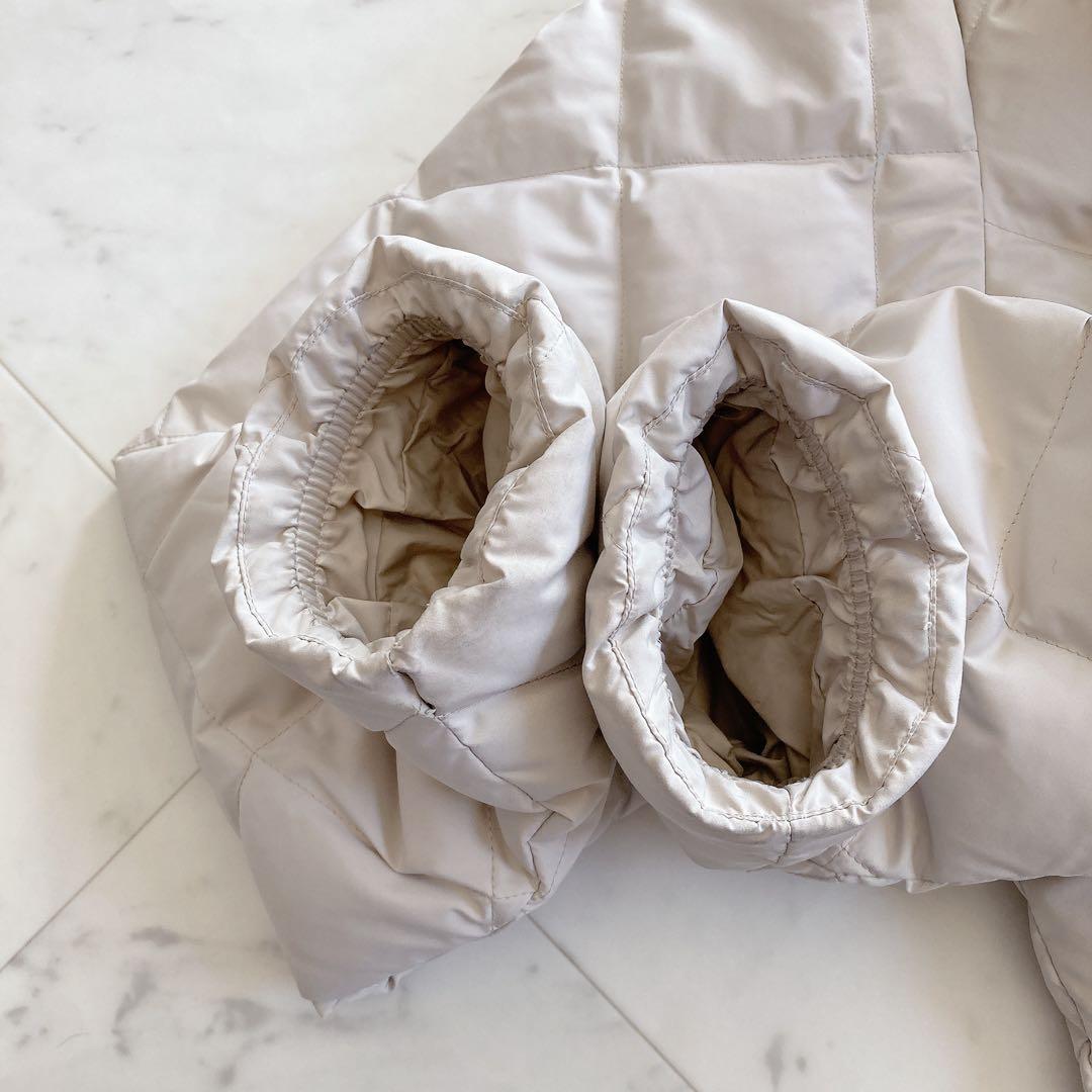 タイオン　リモンタイースト　別注ウエスト切替えノーカラーダウン　ベージュ