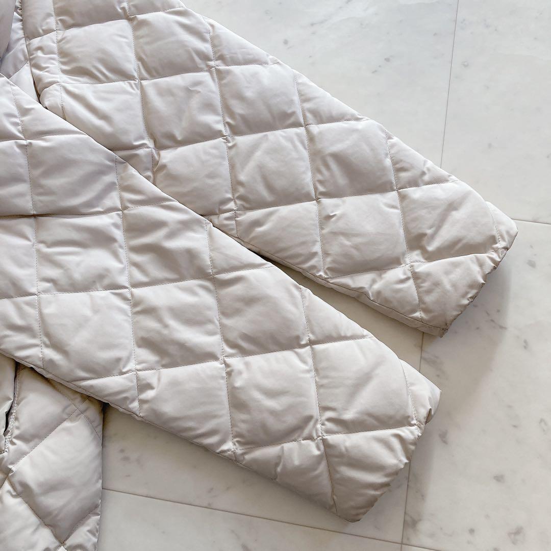 タイオン　リモンタイースト　別注ウエスト切替えノーカラーダウン　ベージュ