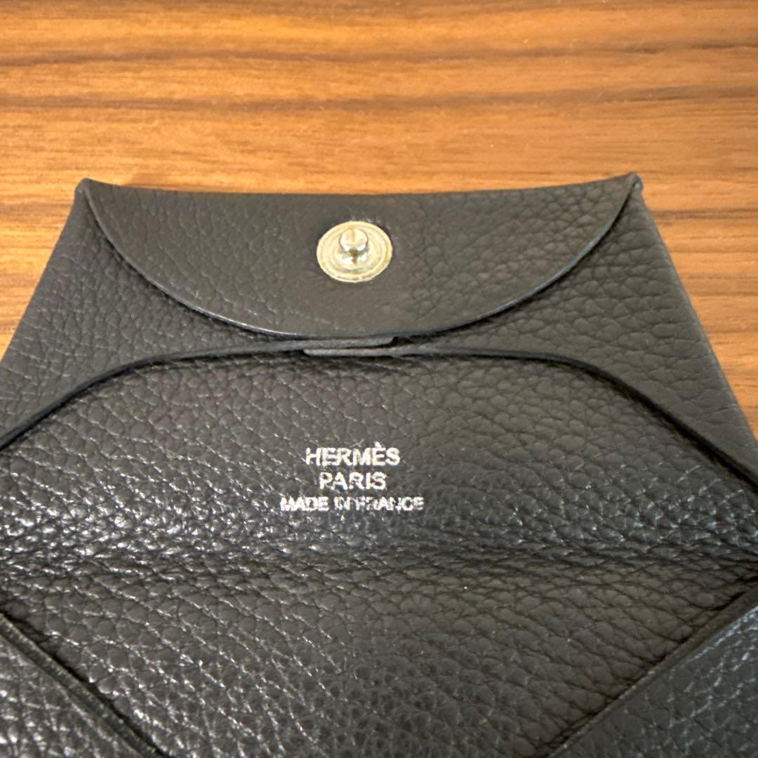 エルメスHERMES バスティア ケース ブラック Bastia シボ革黒