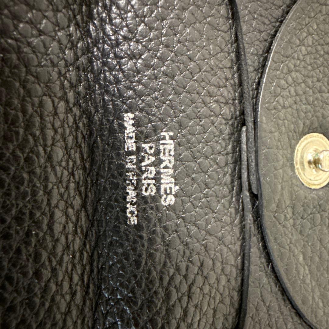 エルメスHERMES バスティア ケース ブラック Bastia シボ革黒