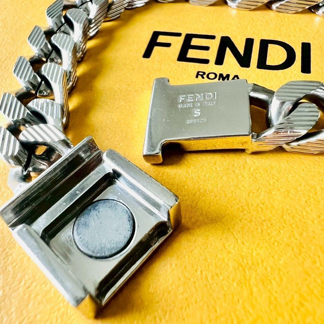 美品✨FENDI　フェンディ　FFブレスレット　シャドウ　メッシュ　ストライプ