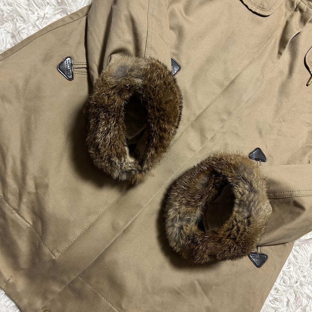 バーバリーブルーレーベル レディース モッズコート ラビットファー ボアライナー