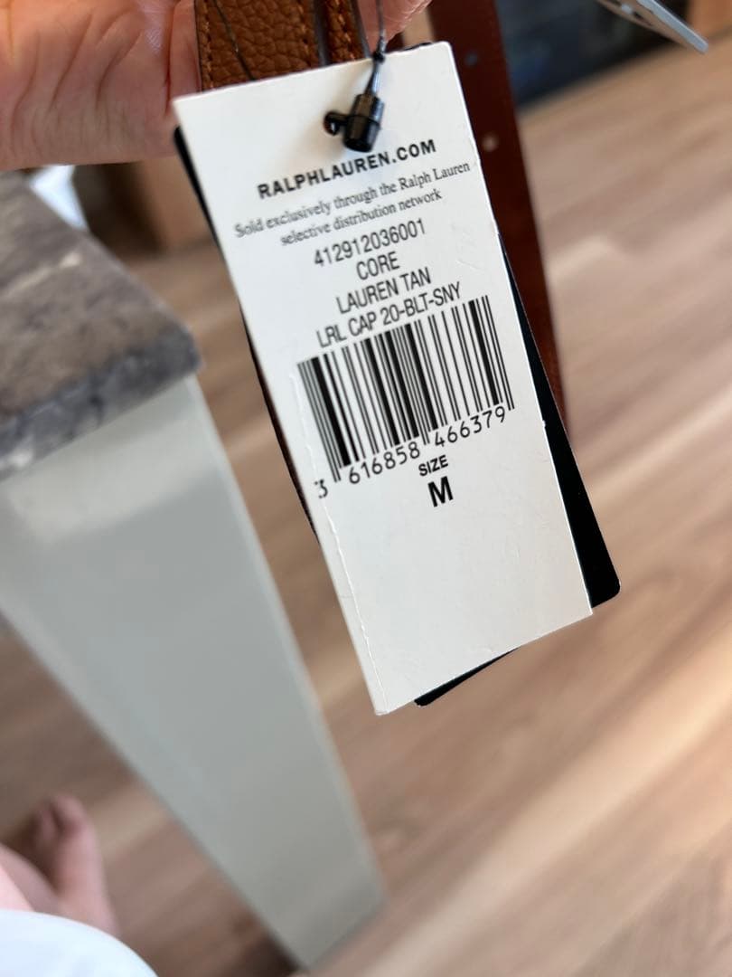 凛ラルフローレン リバーシブル レザーベルト ロゴバックル 茶色 (M)