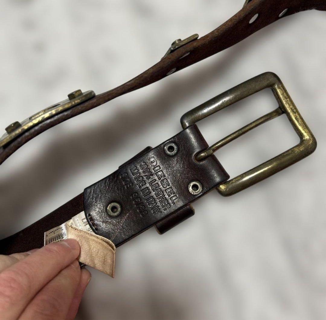 な*ま様 00s archive DIESEL レザー スタッズベルト イタリア