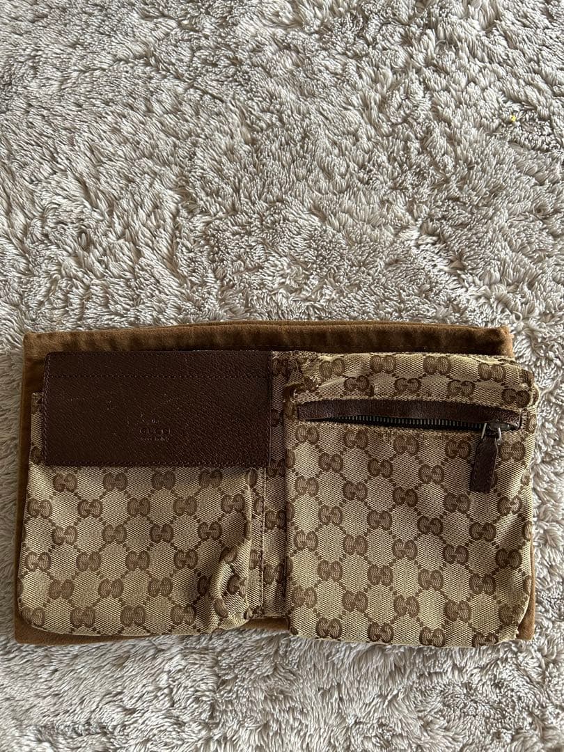 GUCCI グッチ　ボディバッグ　GGキャンバス　レザー　ブラウン