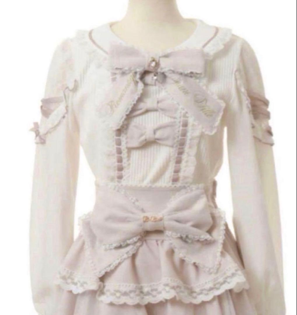 LIZLISA ティアラリボンリブカットブラウス ピンク