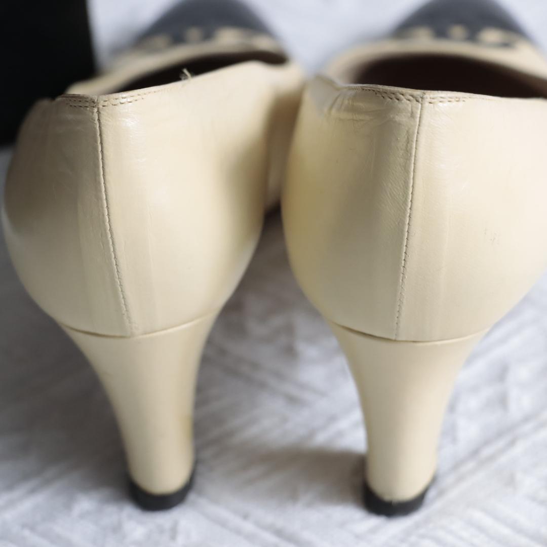 CHANEL　シャネル　ココマーク　バイカラー　パンプス　ハイヒール