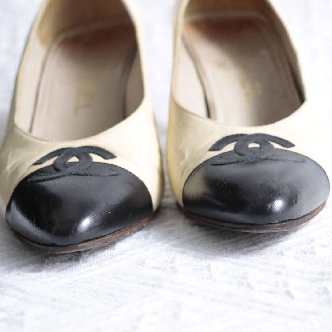 CHANEL　シャネル　ココマーク　バイカラー　パンプス　ハイヒール