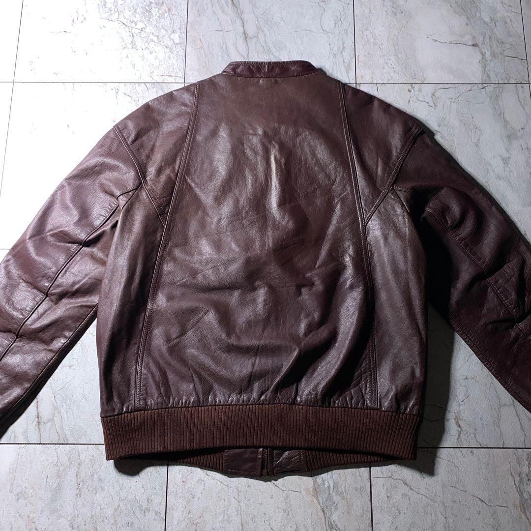 ビンテージ 古着 短丈 レザー ボンバー フライトジャケット 赤茶色