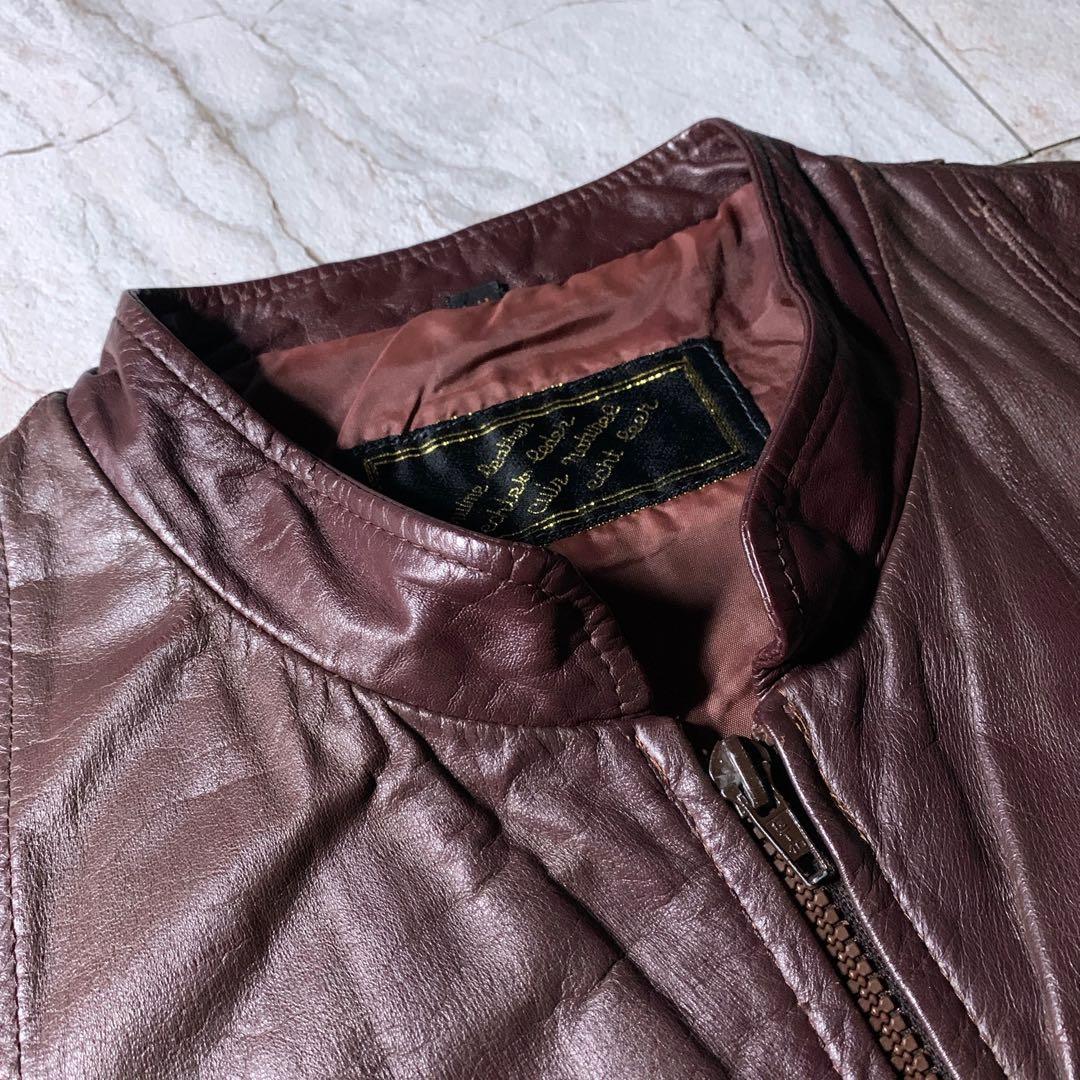 ビンテージ 古着 短丈 レザー ボンバー フライトジャケット 赤茶色