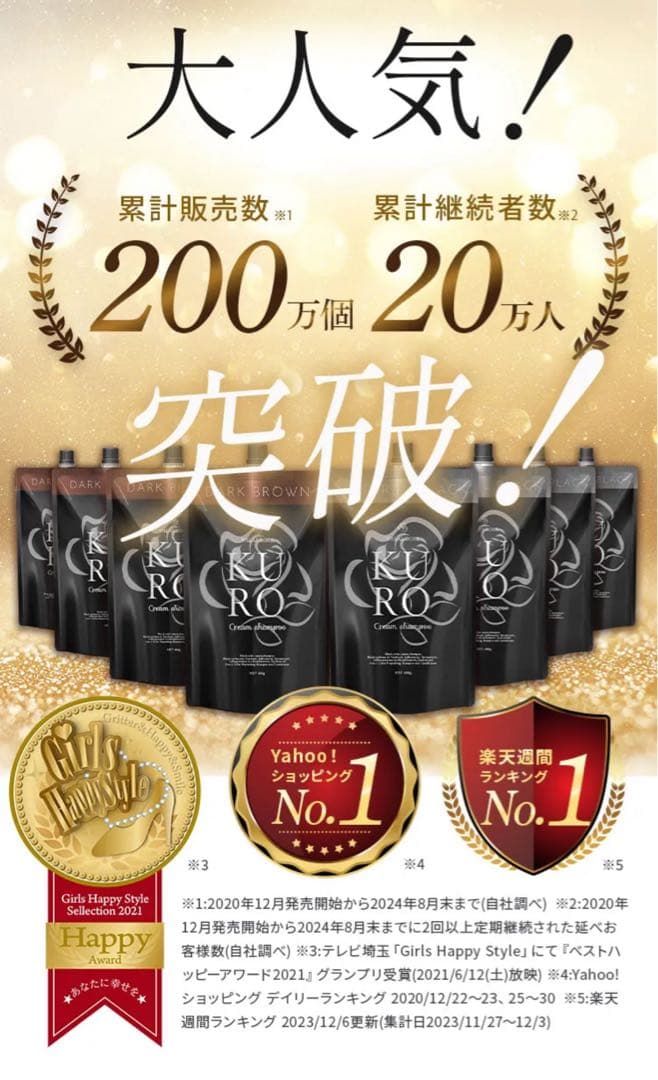 魔法のランプ大人気　KURO クリームシャンプー　ダークブラウン